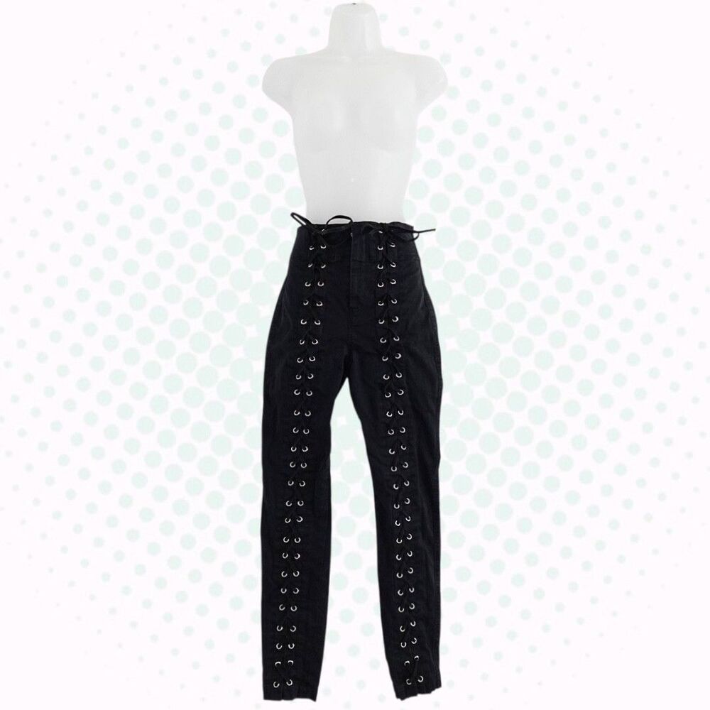 ALC Kingsley Black High Waist Skinny Leg Lace Up Corset Style Pants Size 0